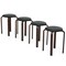 Set Of 4 Bentwood Round Stool Stackable Dining Chairs With Padded Seat